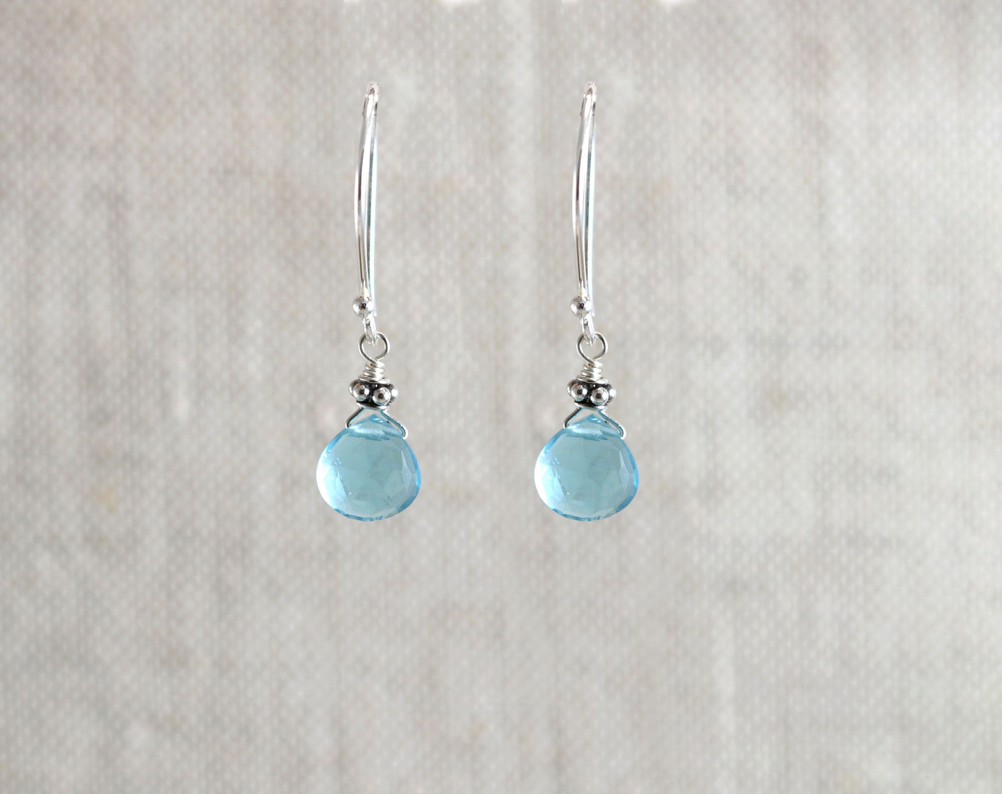 Tiny Silver Swiss Blue Quartz Earring-Earrings-Vixen Collection, Day Spa and Women's Boutique Located in Seattle, Washington