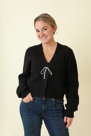 Twinkle Bow Cardigan-Cardigans-Vixen Collection, Day Spa and Women's Boutique Located in Seattle, Washington