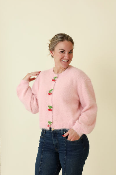 Women's Pink Cherry Button Up Top | Vixen Collection