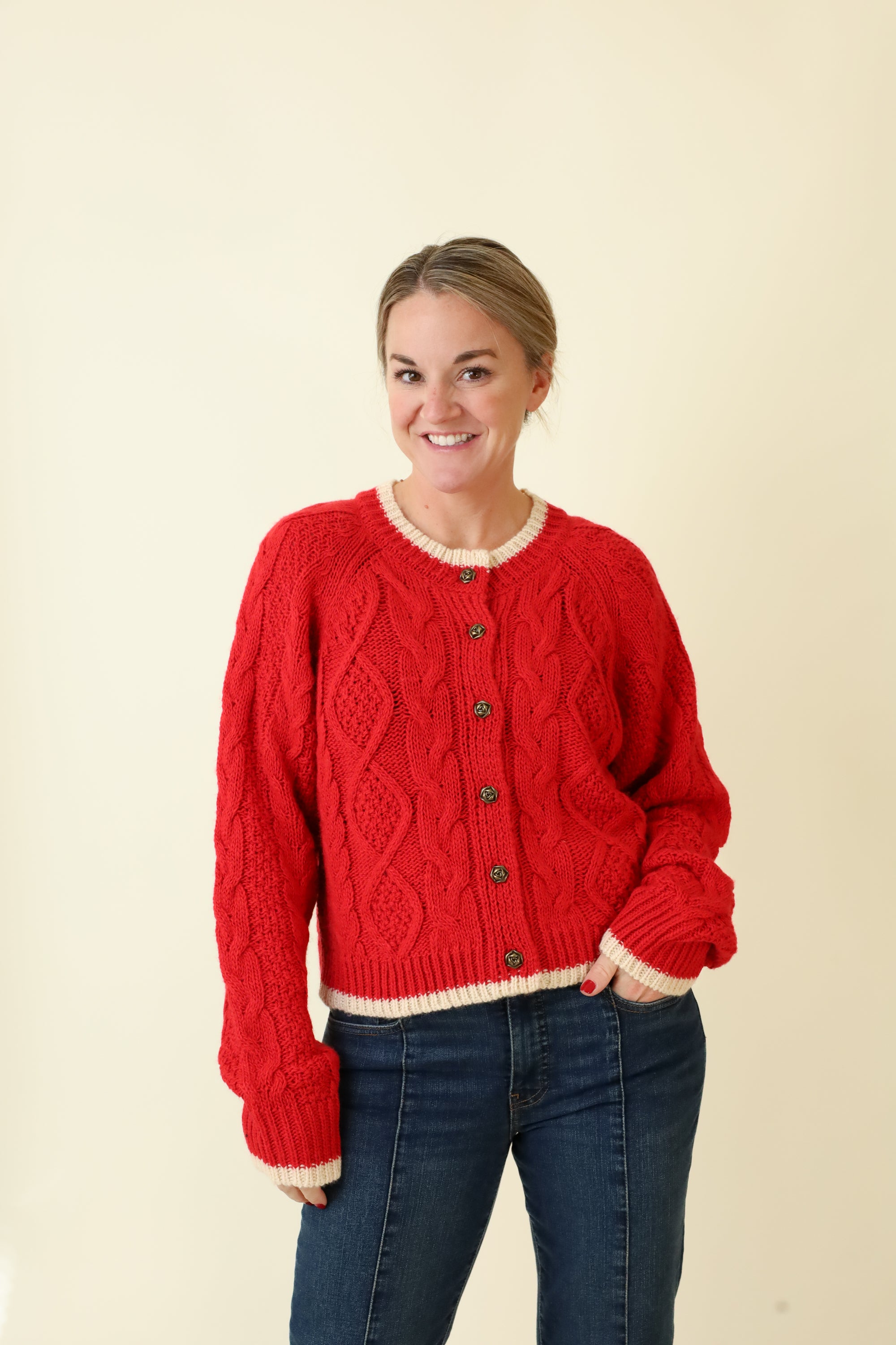 Twofold Cable Cardigan-Sweaters-Vixen Collection, Day Spa and Women's Boutique Located in Seattle, Washington