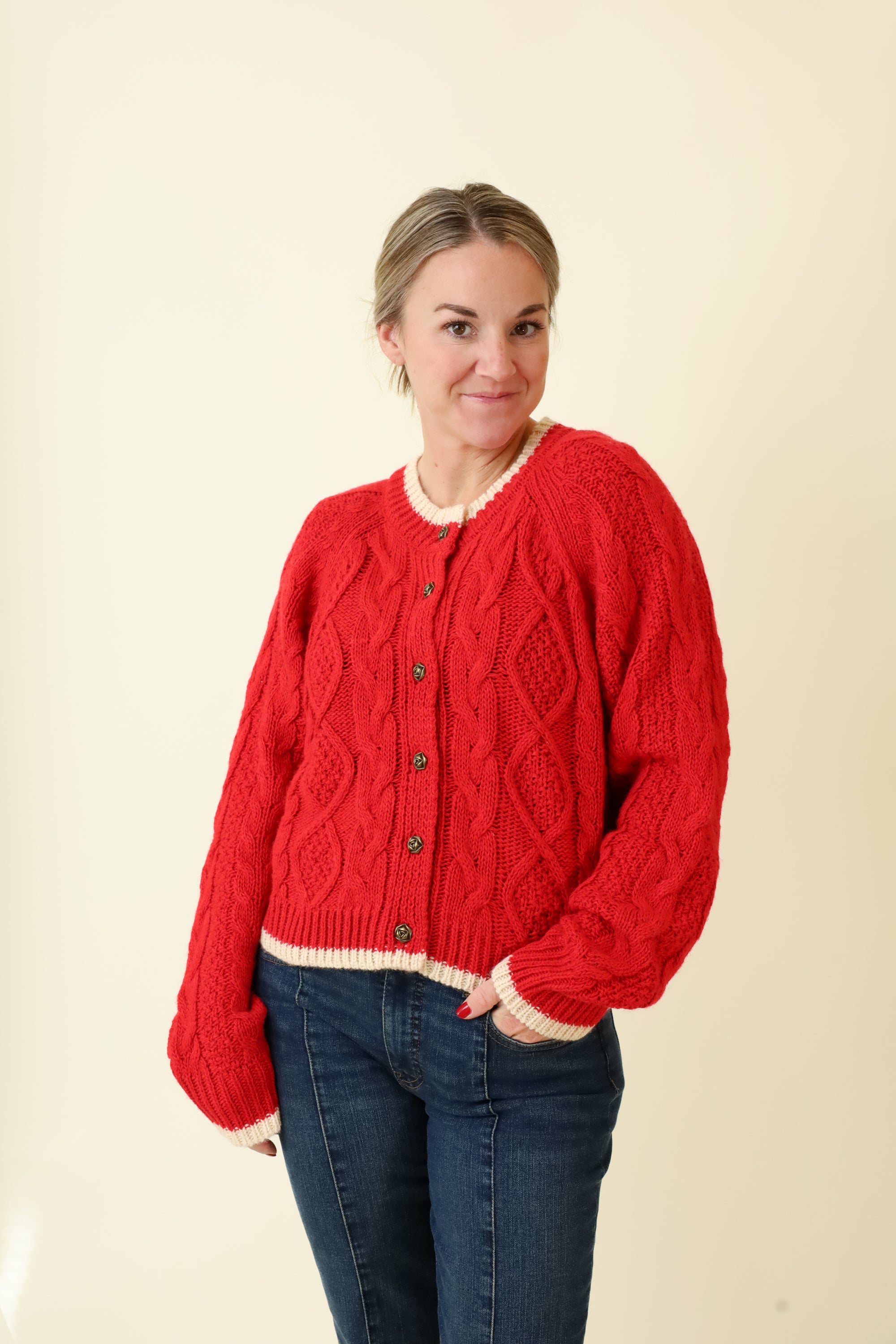 Twofold Cable Cardigan-Sweaters-Vixen Collection, Day Spa and Women's Boutique Located in Seattle, Washington