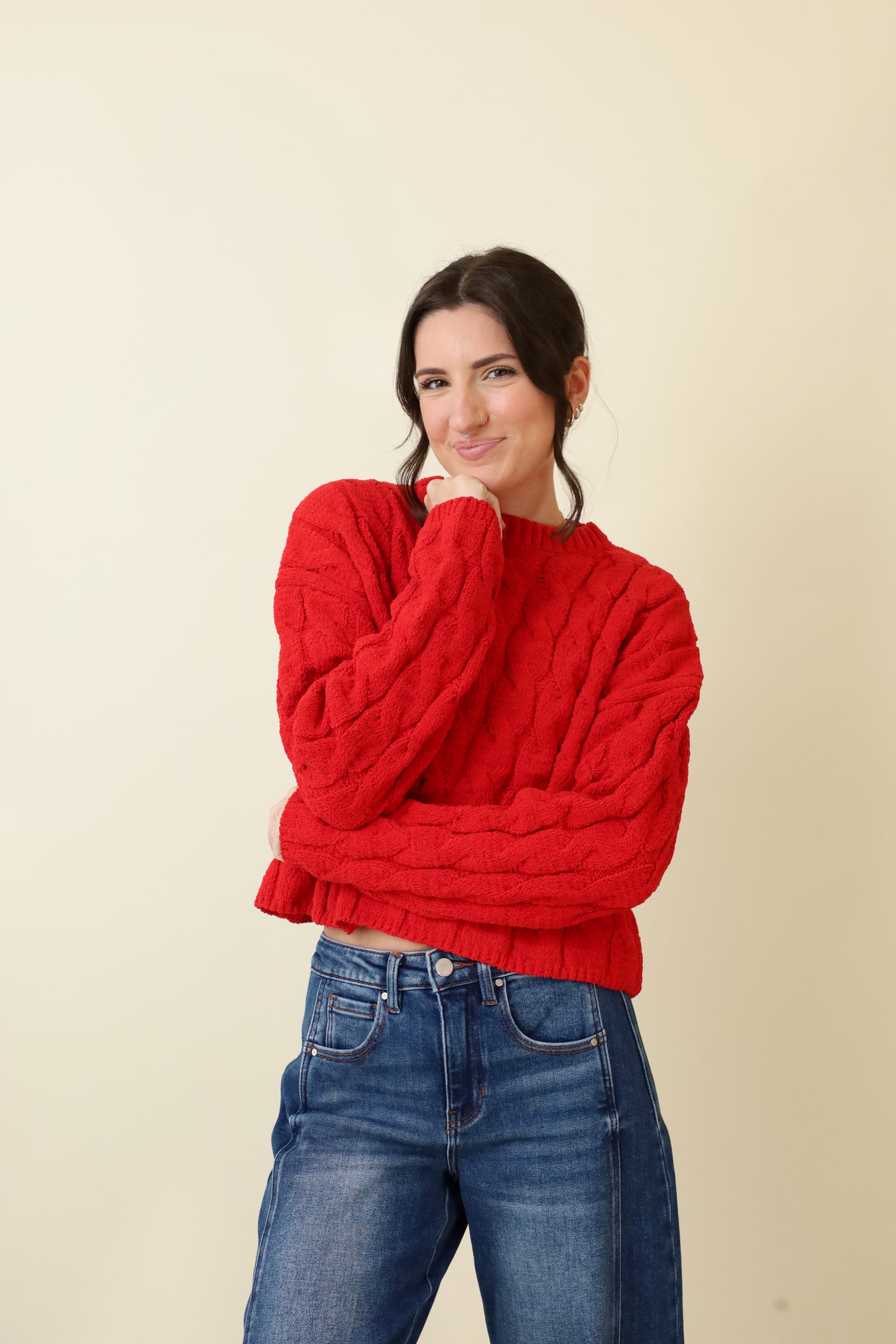 Charlotte Cable Sweater-Sweaters-Vixen Collection, Day Spa and Women's Boutique Located in Seattle, Washington