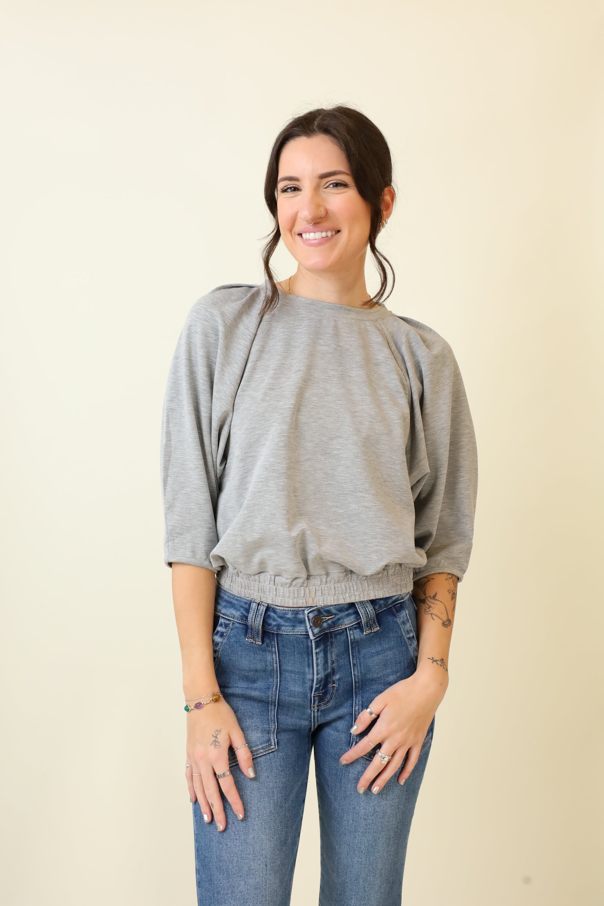 Silver Drift Pullover Top-Long Sleeves-Vixen Collection, Day Spa and Women's Boutique Located in Seattle, Washington