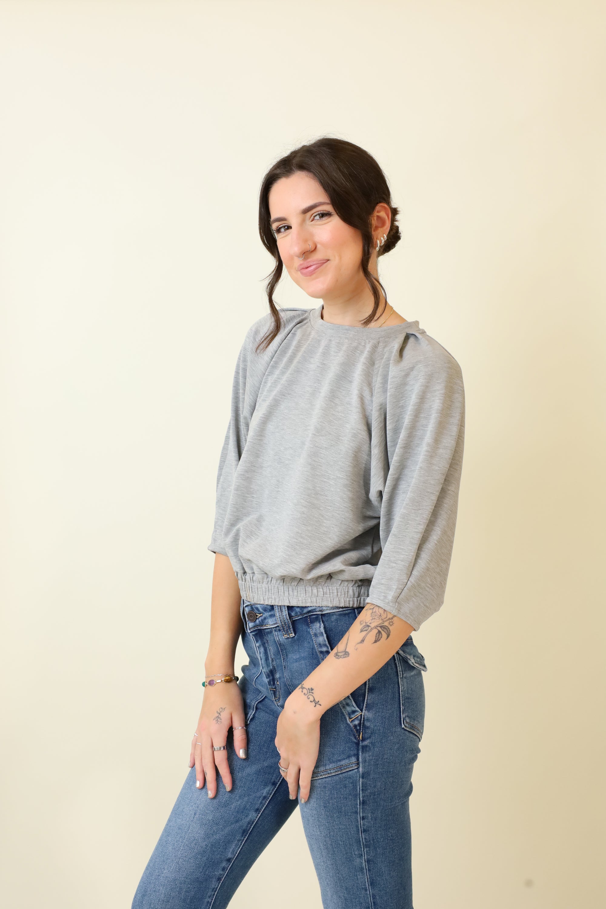 Silver Drift Pullover Top-Long Sleeves-Vixen Collection, Day Spa and Women's Boutique Located in Seattle, Washington