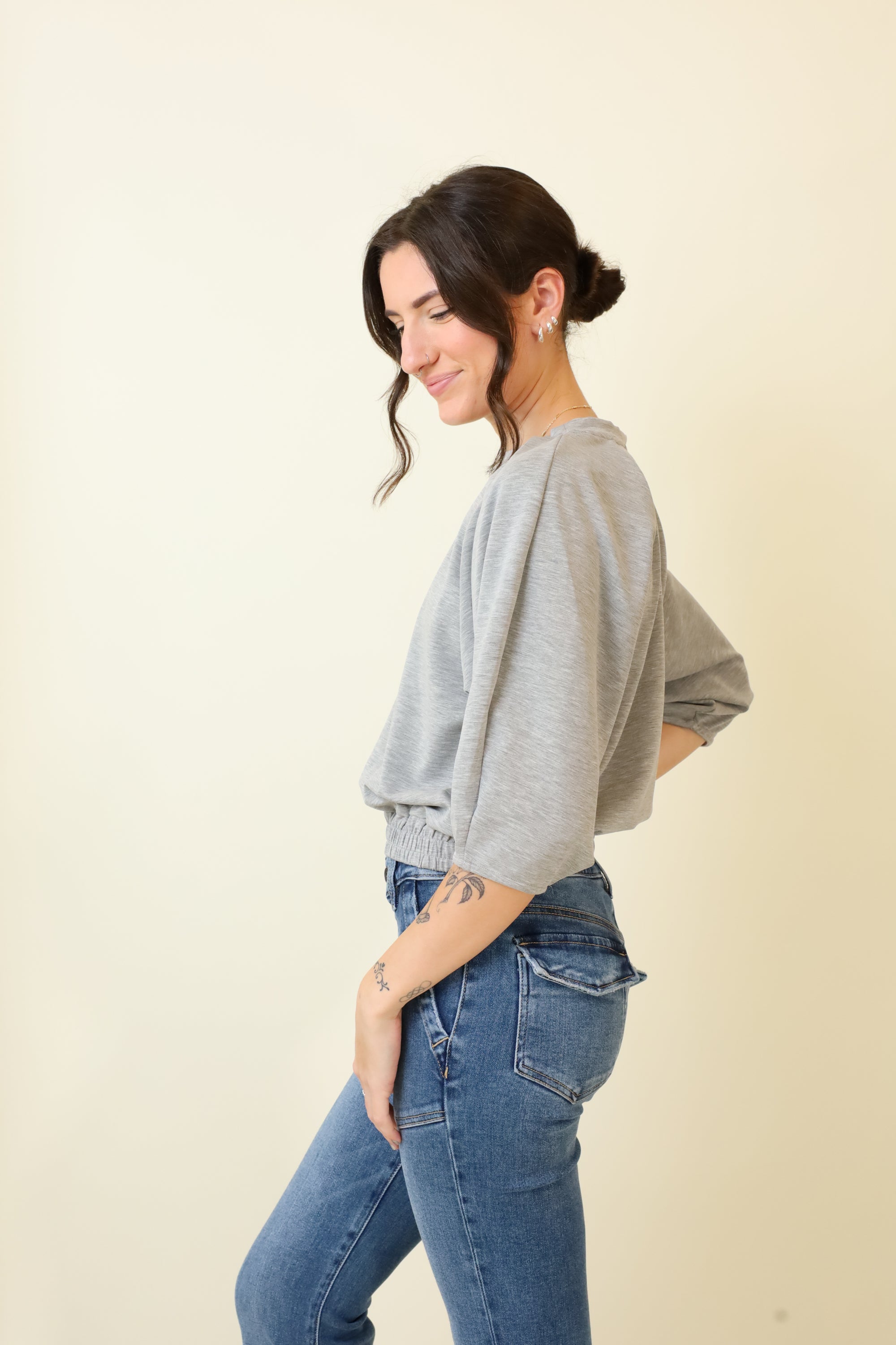 Silver Drift Pullover Top-Long Sleeves-Vixen Collection, Day Spa and Women's Boutique Located in Seattle, Washington