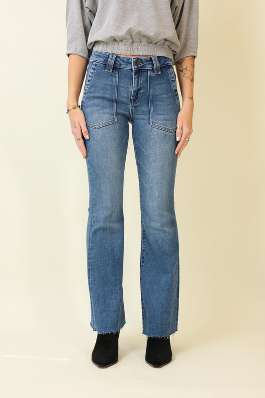 Happi Flare Jeans w/ Patch Pockets-Denim-Vixen Collection, Day Spa and Women's Boutique Located in Seattle, Washington