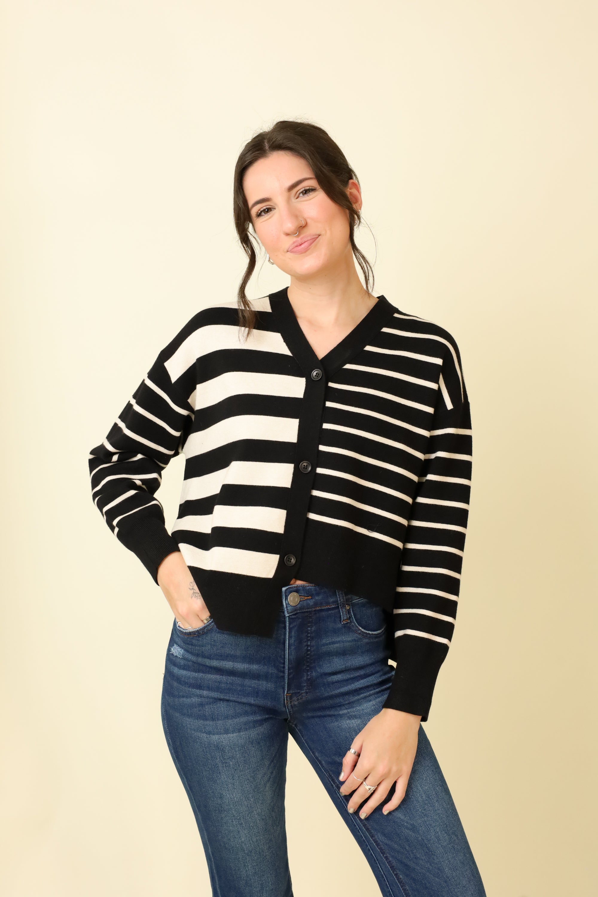 Ivory Eclipse Cardigan-Sweaters-Vixen Collection, Day Spa and Women's Boutique Located in Seattle, Washington