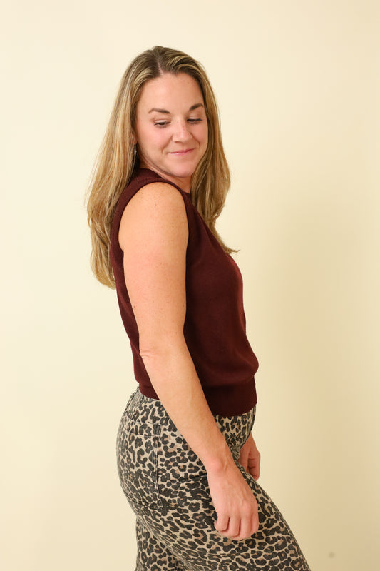 Stone & Merlot Vest-Sweaters-Vixen Collection, Day Spa and Women's Boutique Located in Seattle, Washington