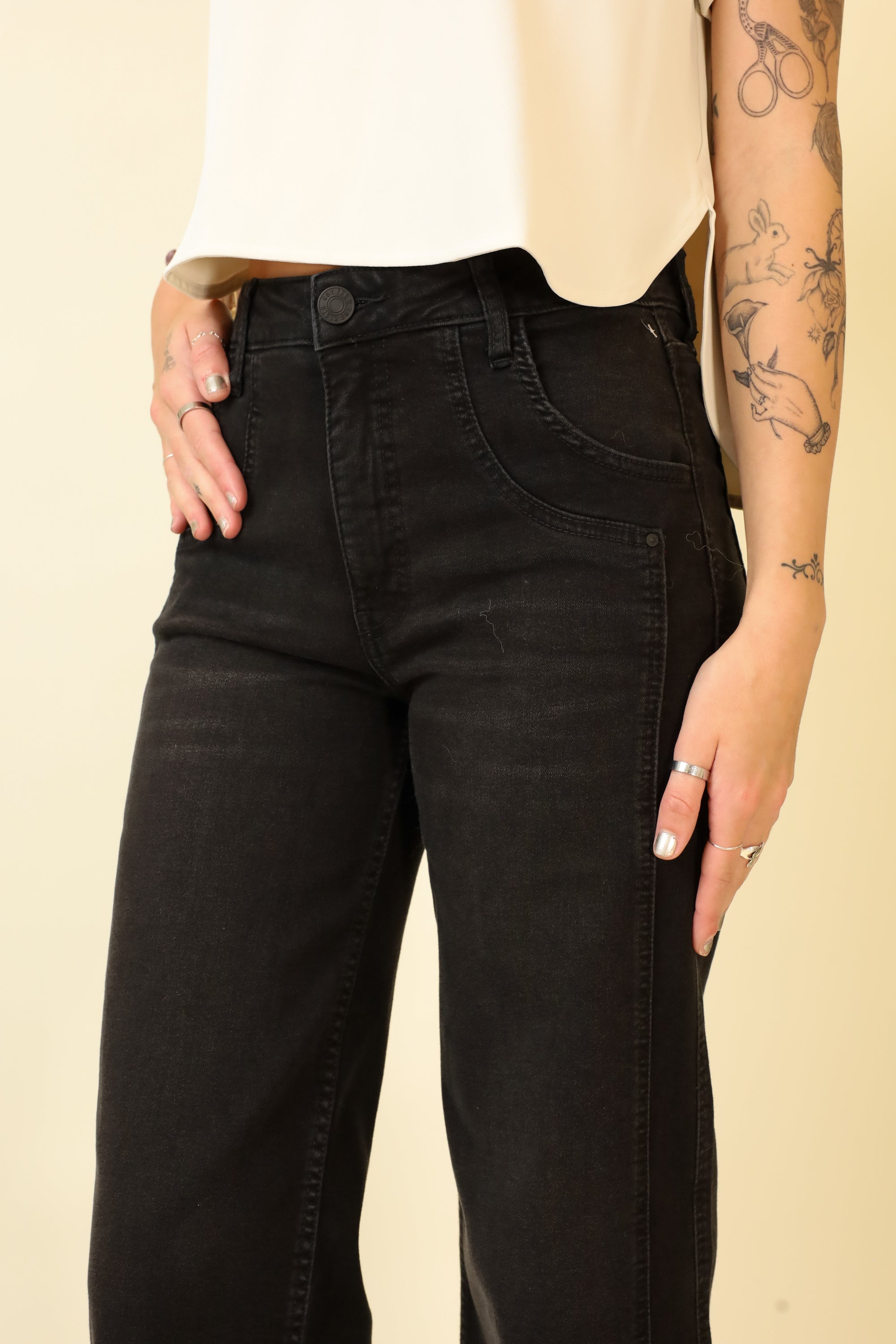 KUT Meg High Rise Fab Ab Wide Leg Long Inseam Jeans-Denim-Vixen Collection, Day Spa and Women's Boutique Located in Seattle, Washington