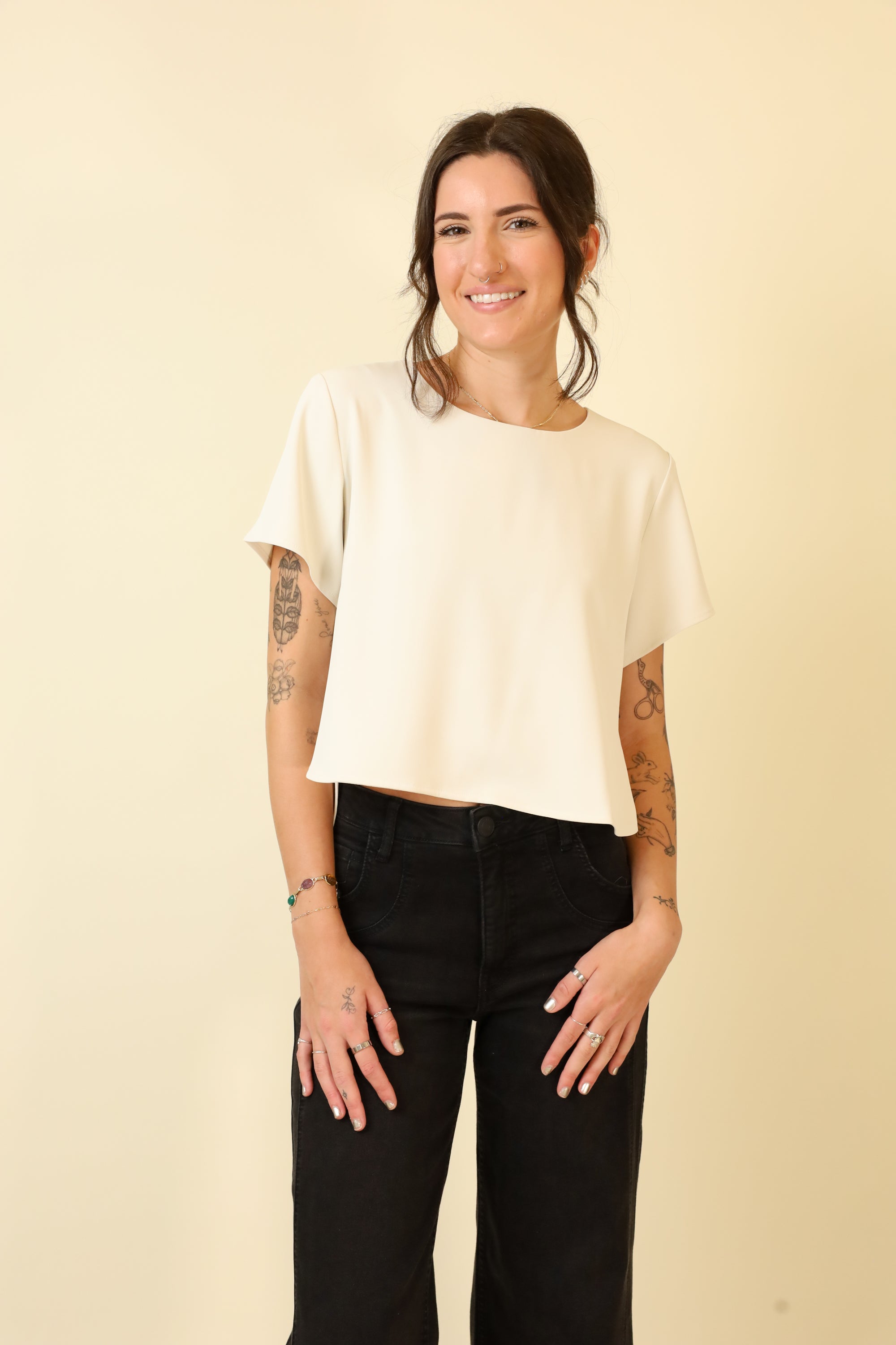 Pearl Veil Blouse-Short Sleeves-Vixen Collection, Day Spa and Women's Boutique Located in Seattle, Washington