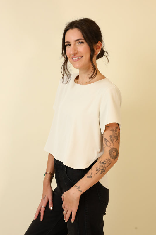 Pearl Veil Blouse-Short Sleeves-Vixen Collection, Day Spa and Women's Boutique Located in Seattle, Washington