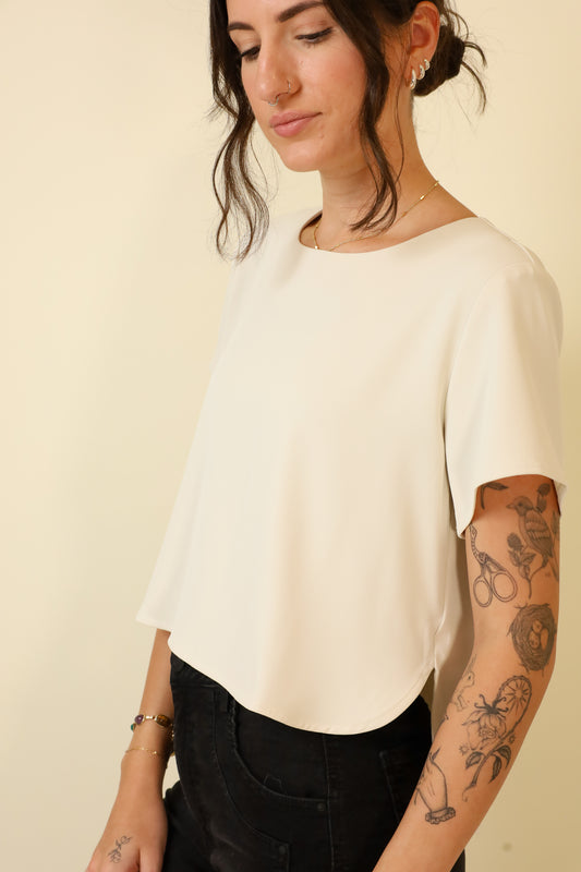 Pearl Veil Blouse-Short Sleeves-Vixen Collection, Day Spa and Women's Boutique Located in Seattle, Washington