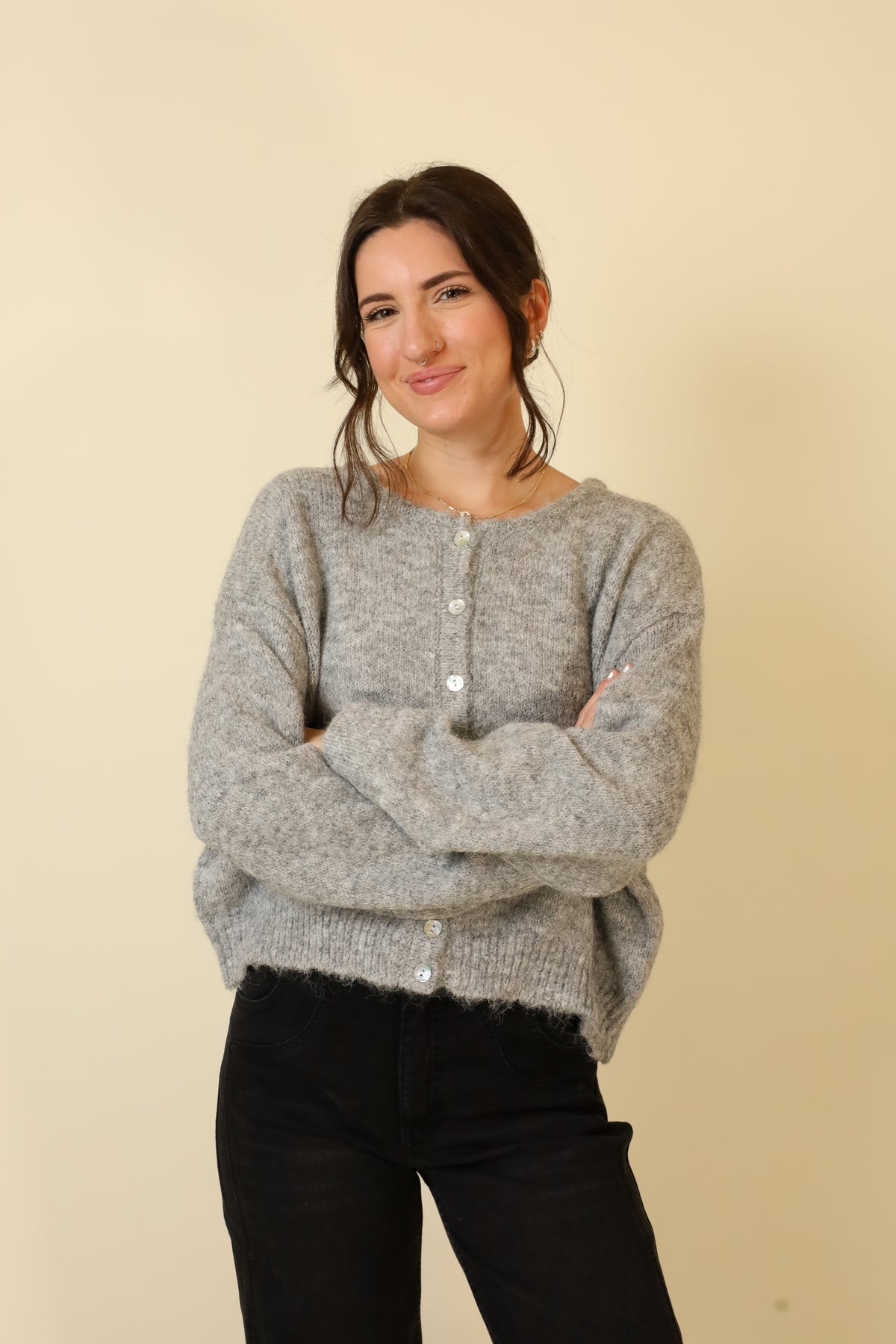 Ashen Glow Cardigan-Sweaters-Vixen Collection, Day Spa and Women's Boutique Located in Seattle, Washington