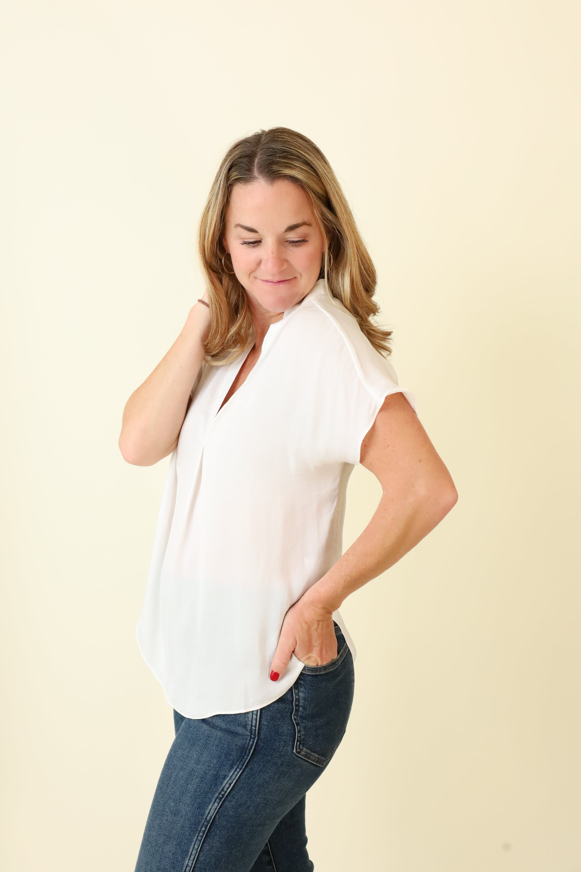 Mindy Top Naturals-Short Sleeves-Vixen Collection, Day Spa and Women's Boutique Located in Seattle, Washington