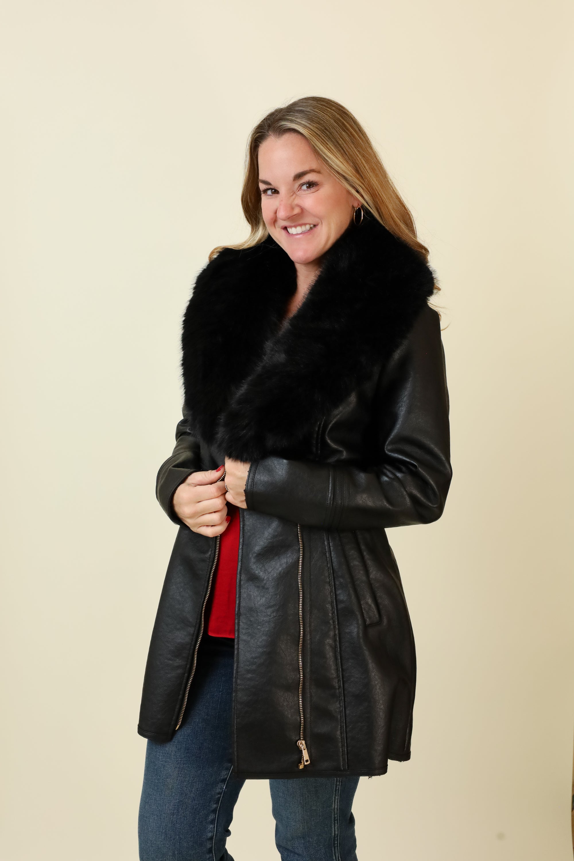 Feyra Faux Leather Coat-Outerwear-Vixen Collection, Day Spa and Women's Boutique Located in Seattle, Washington