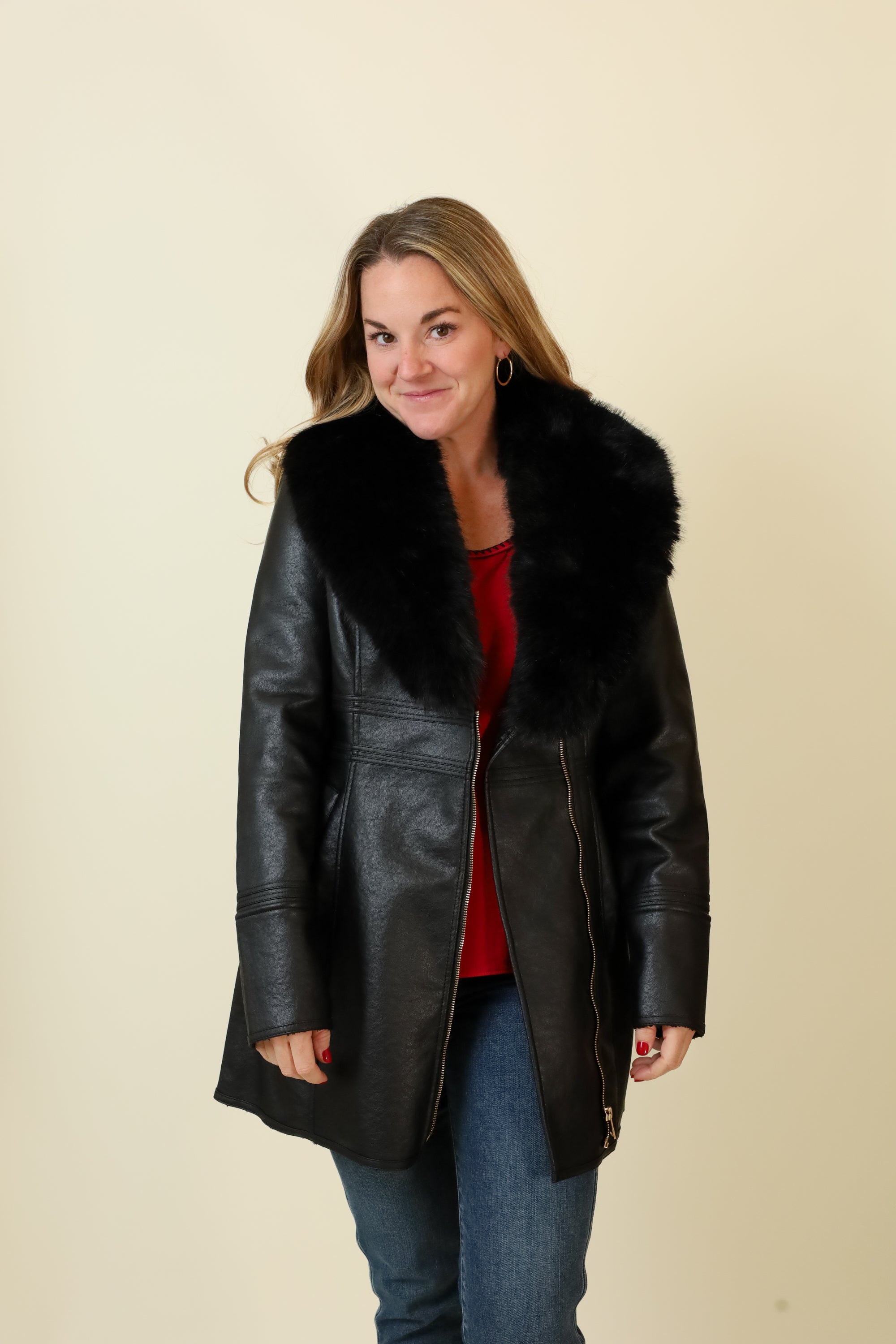 Feyra Faux Leather Coat-Outerwear-Vixen Collection, Day Spa and Women's Boutique Located in Seattle, Washington