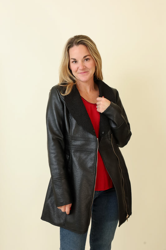 Feyra Faux Leather Coat-Outerwear-Vixen Collection, Day Spa and Women's Boutique Located in Seattle, Washington