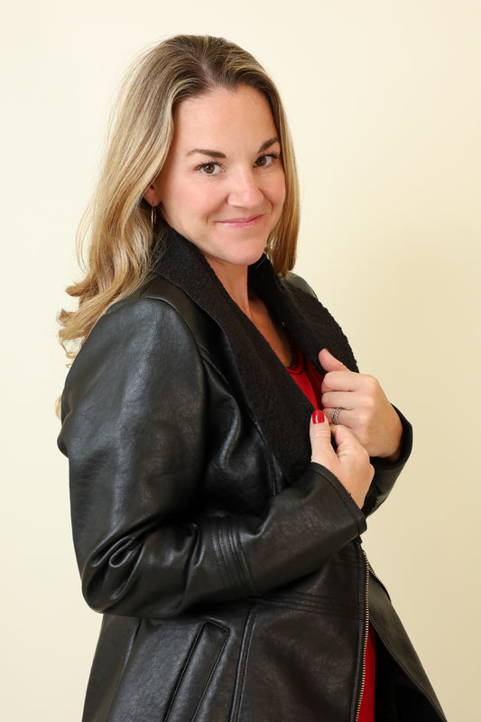 Feyra Faux Leather Coat-Outerwear-Vixen Collection, Day Spa and Women's Boutique Located in Seattle, Washington