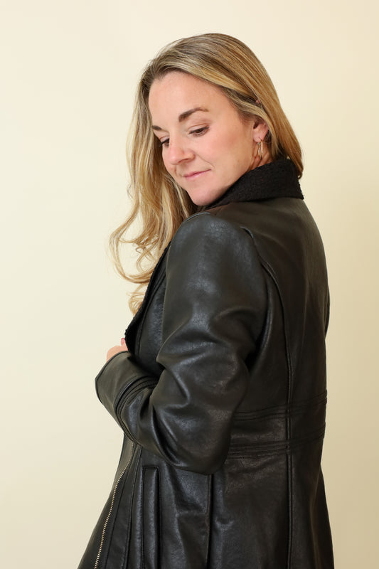 Feyra Faux Leather Coat-Outerwear-Vixen Collection, Day Spa and Women's Boutique Located in Seattle, Washington
