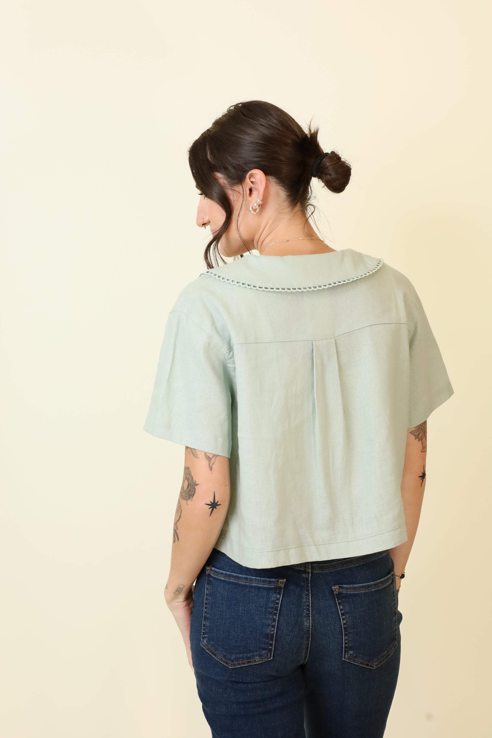 Lagoon Lace Blouse-Short Sleeves-Vixen Collection, Day Spa and Women's Boutique Located in Seattle, Washington