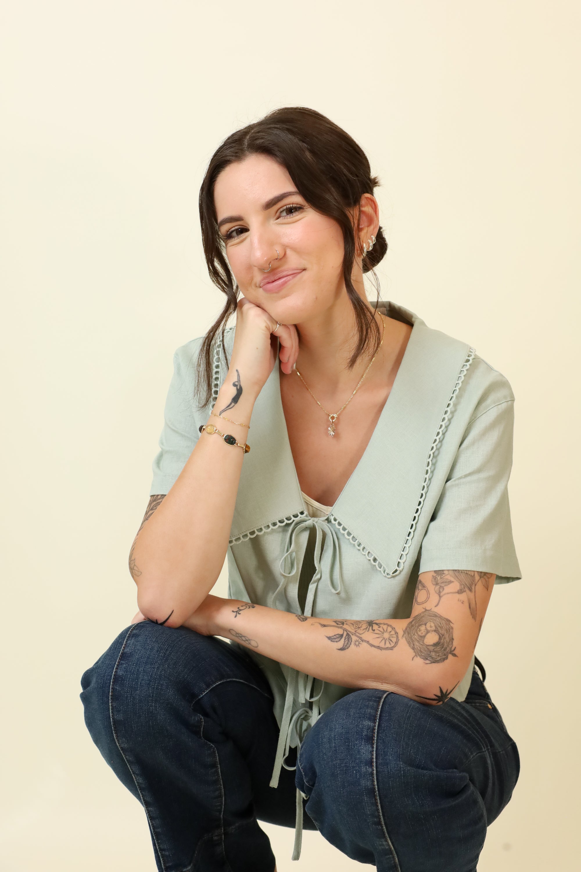 Lagoon Lace Blouse-Short Sleeves-Vixen Collection, Day Spa and Women's Boutique Located in Seattle, Washington