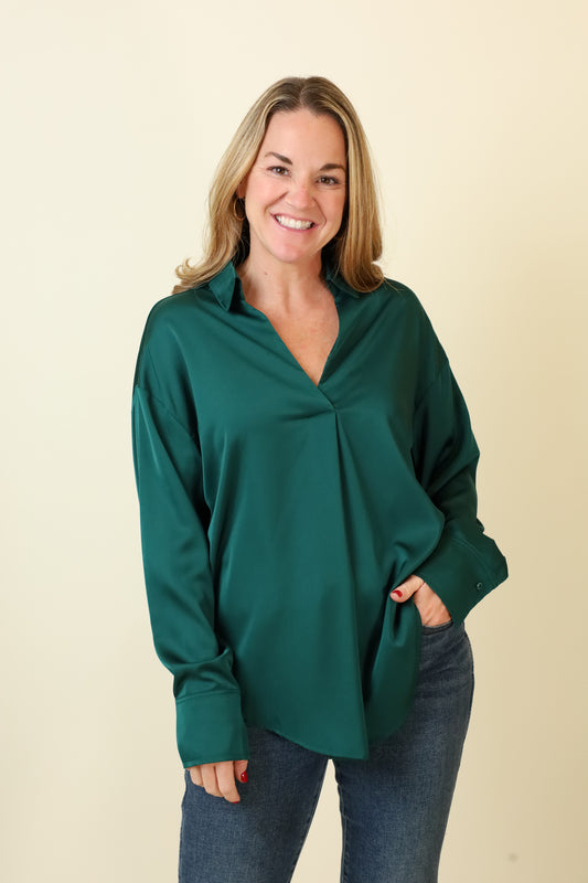 The Emerald Hour Blouse-Long Sleeves-Vixen Collection, Day Spa and Women's Boutique Located in Seattle, Washington