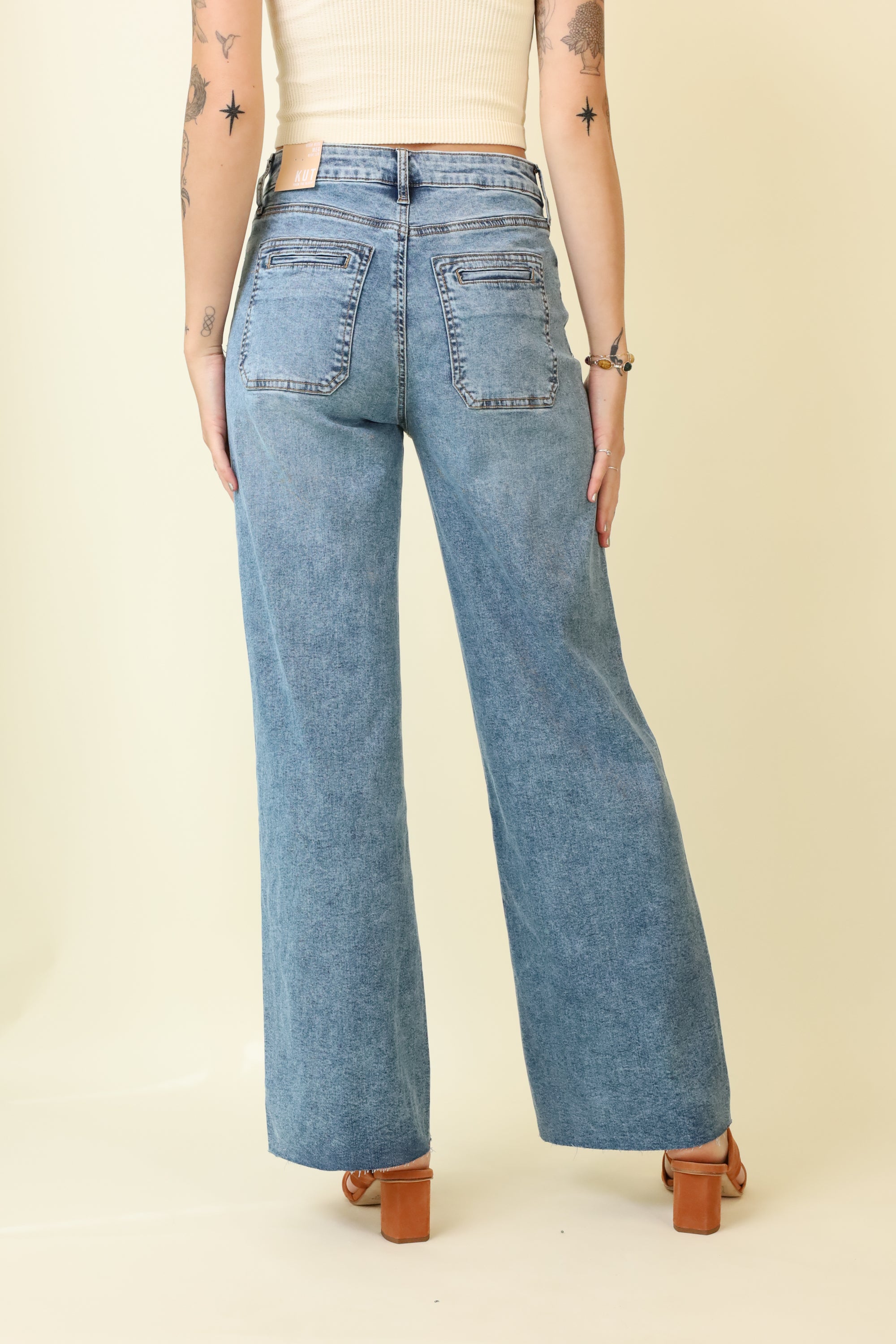 Meg Wide Leg Patch Pocket Jeans-Denim-Vixen Collection, Day Spa and Women's Boutique Located in Seattle, Washington