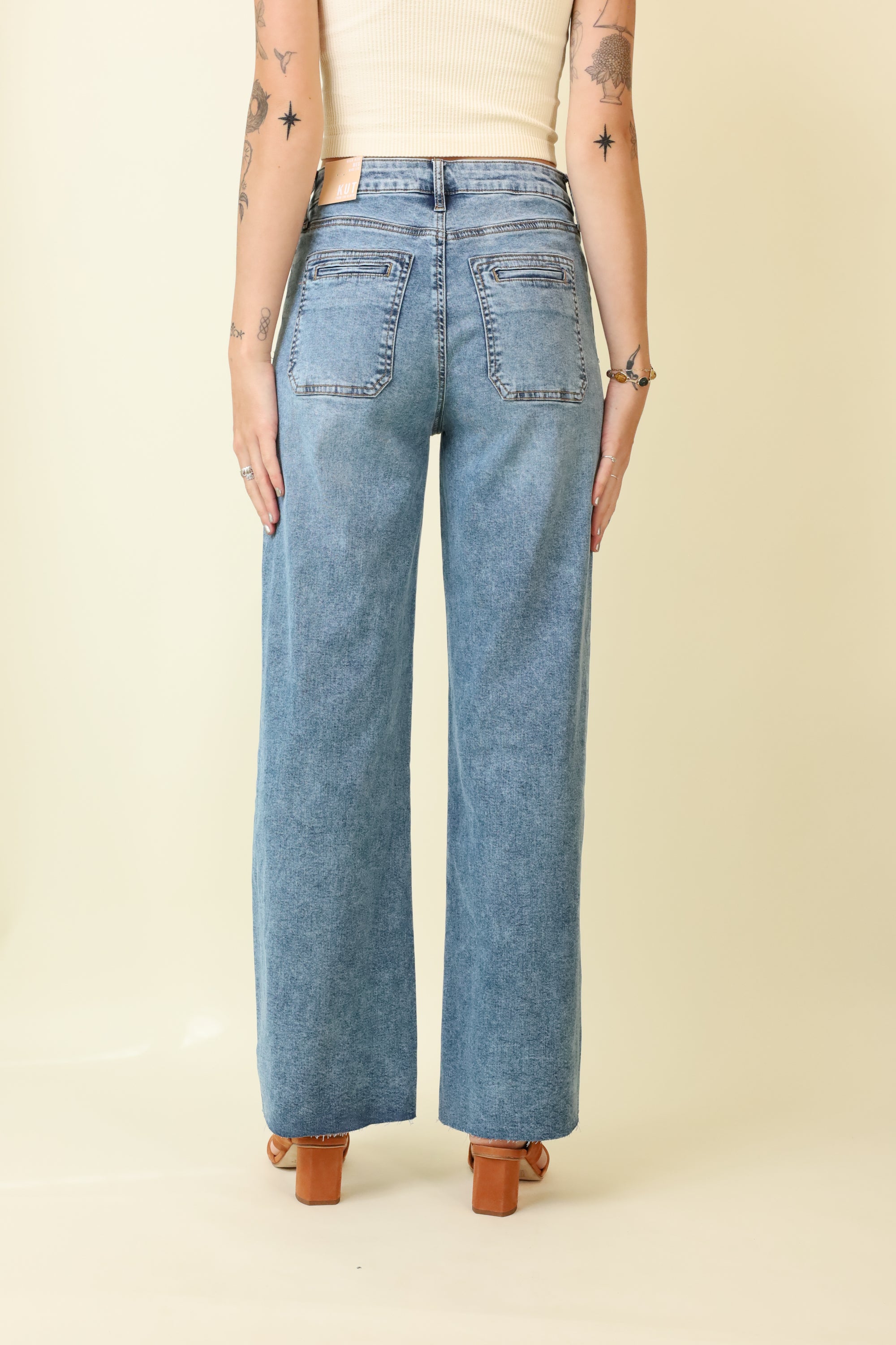 Meg Wide Leg Patch Pocket Jeans-Denim-Vixen Collection, Day Spa and Women's Boutique Located in Seattle, Washington