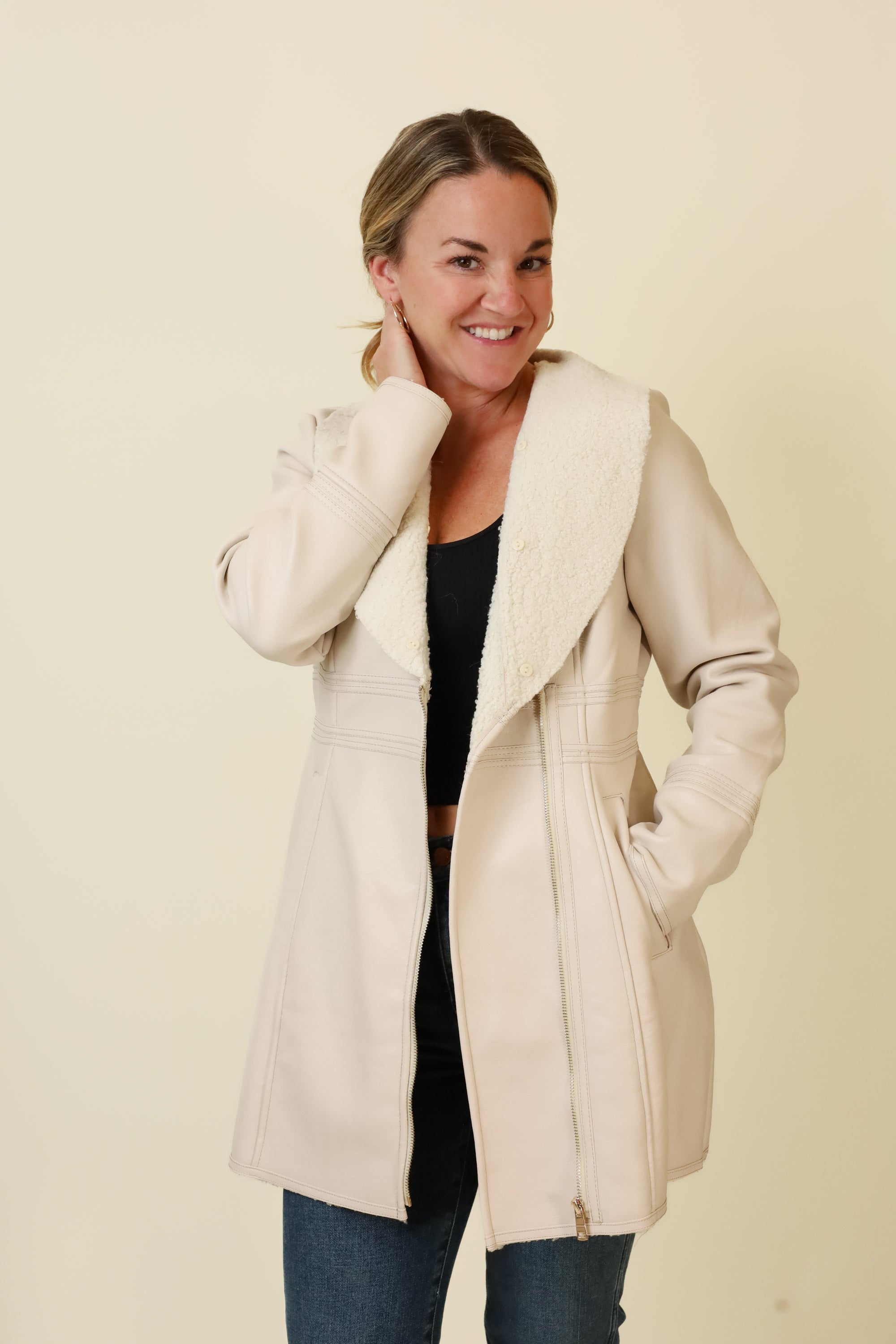 Feyra Faux Leather Coat-Outerwear-Vixen Collection, Day Spa and Women's Boutique Located in Seattle, Washington