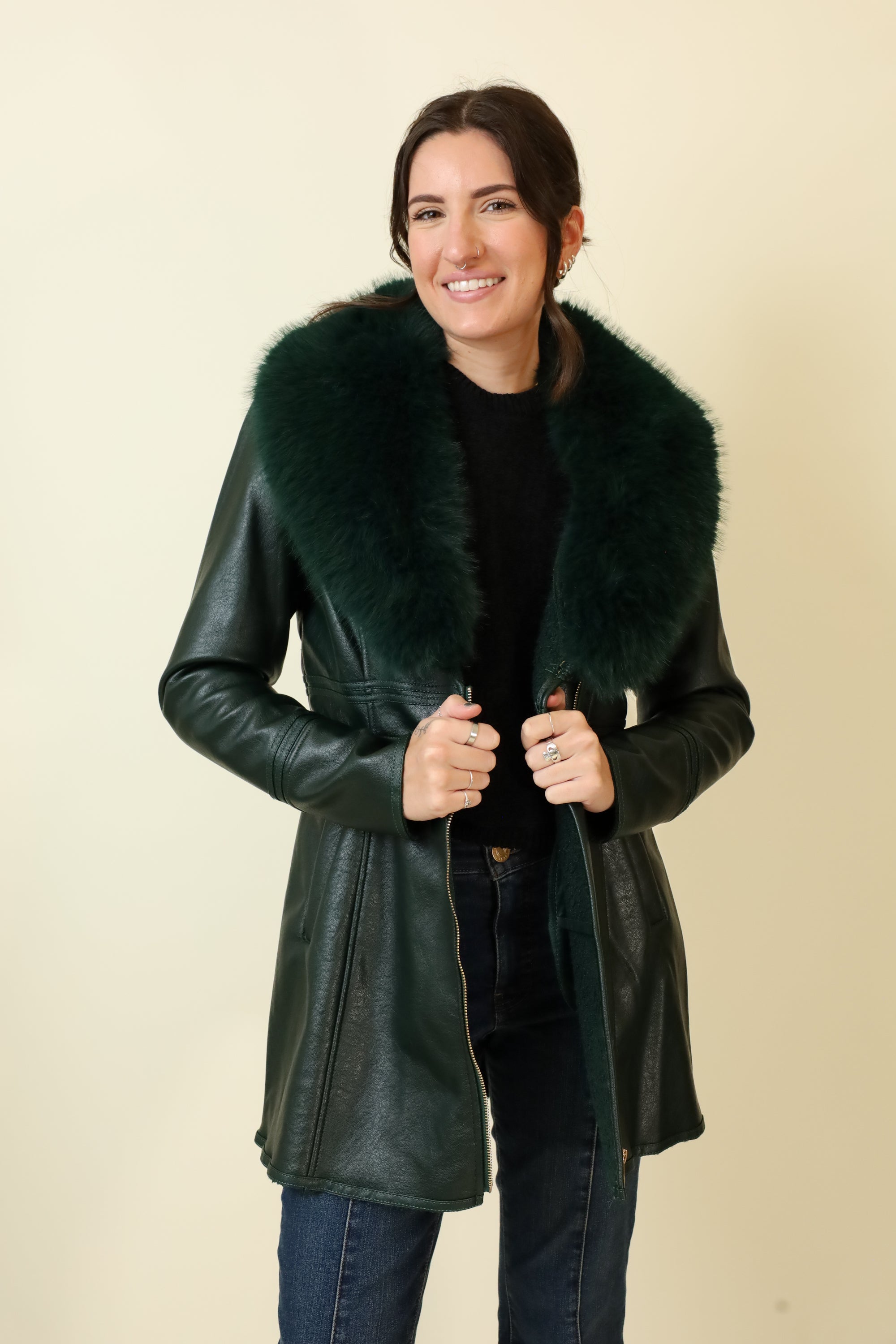 Feyra Faux Leather Coat-Outerwear-Vixen Collection, Day Spa and Women's Boutique Located in Seattle, Washington