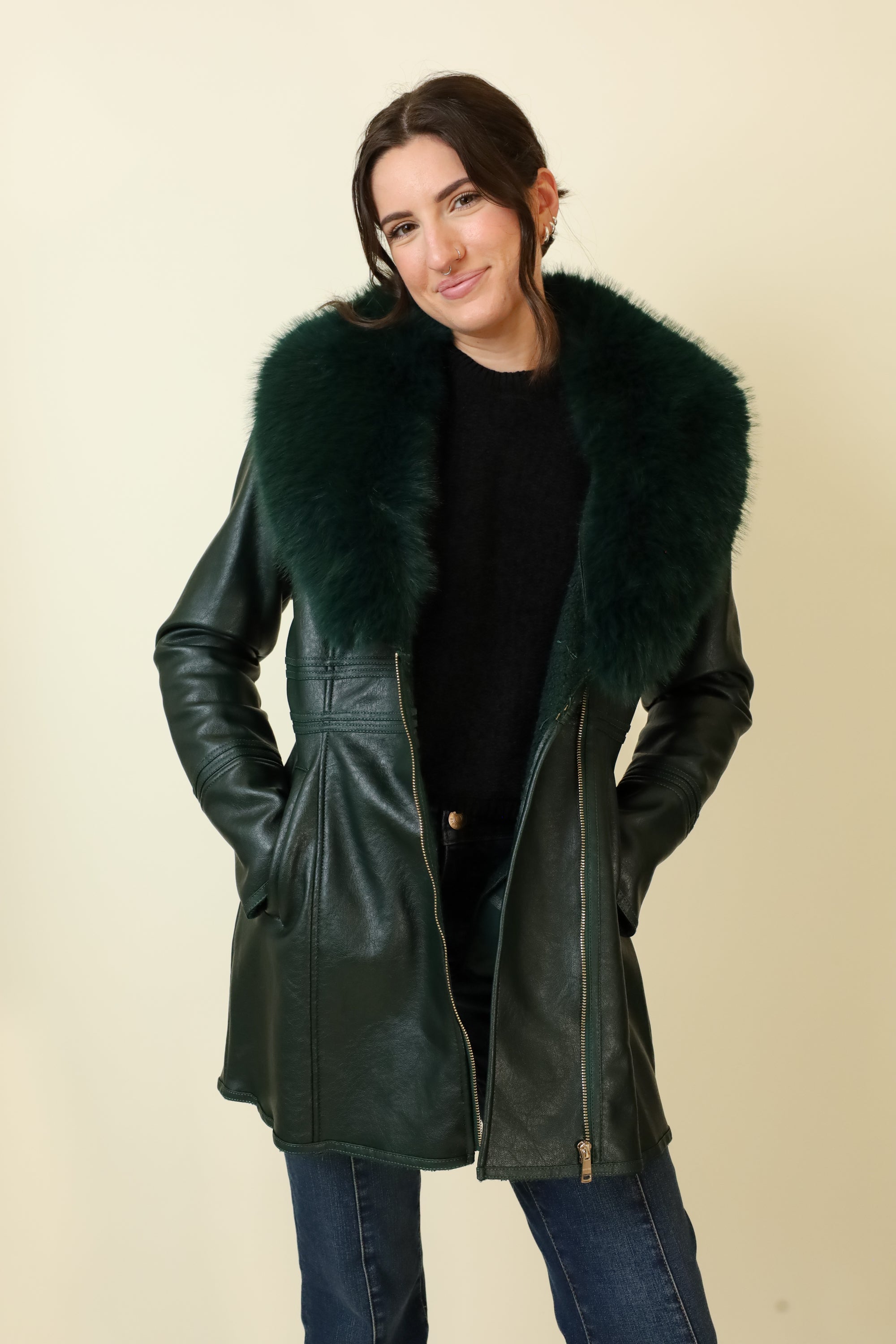 Feyra Faux Leather Coat-Outerwear-Vixen Collection, Day Spa and Women's Boutique Located in Seattle, Washington
