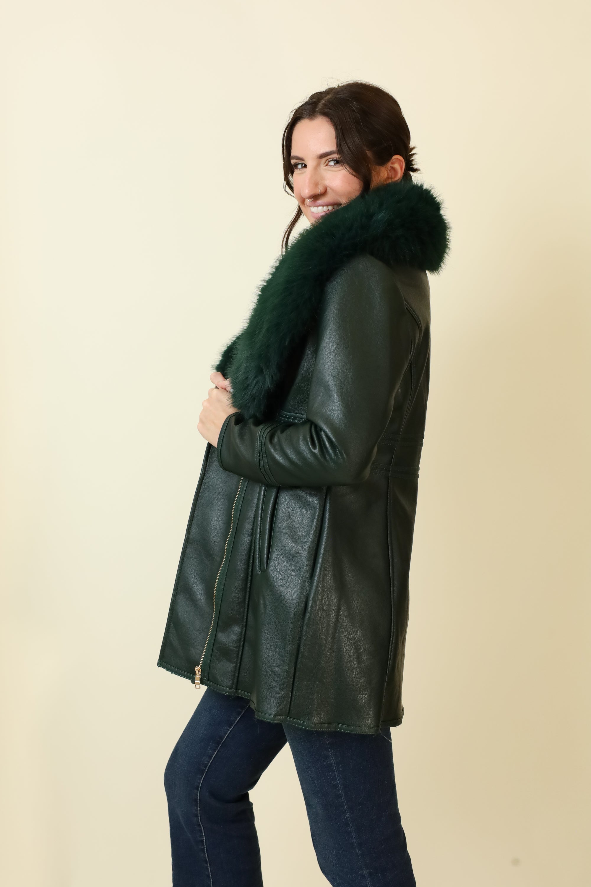 Feyra Faux Leather Coat-Outerwear-Vixen Collection, Day Spa and Women's Boutique Located in Seattle, Washington