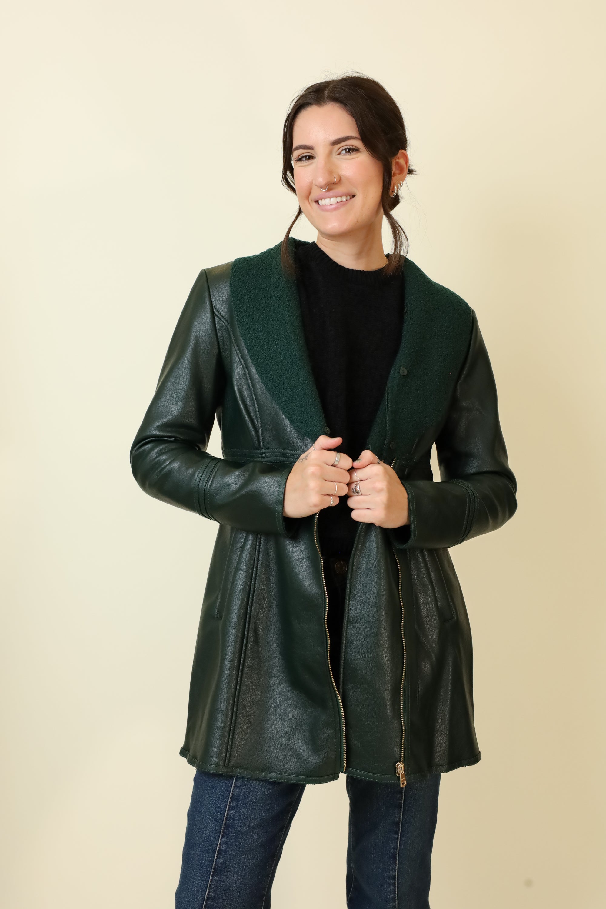 Feyra Faux Leather Coat-Outerwear-Vixen Collection, Day Spa and Women's Boutique Located in Seattle, Washington