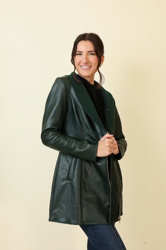 Feyra Faux Leather Coat-Outerwear-Vixen Collection, Day Spa and Women's Boutique Located in Seattle, Washington