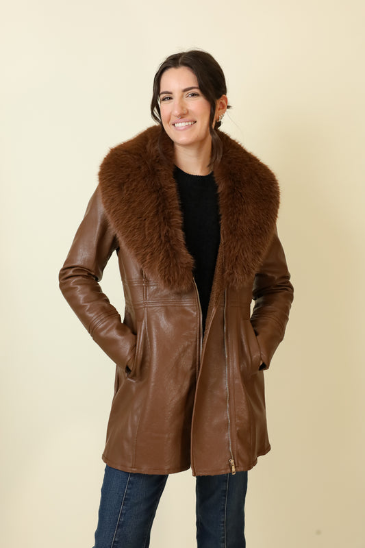 Feyra Faux Leather Coat-Outerwear-Vixen Collection, Day Spa and Women's Boutique Located in Seattle, Washington
