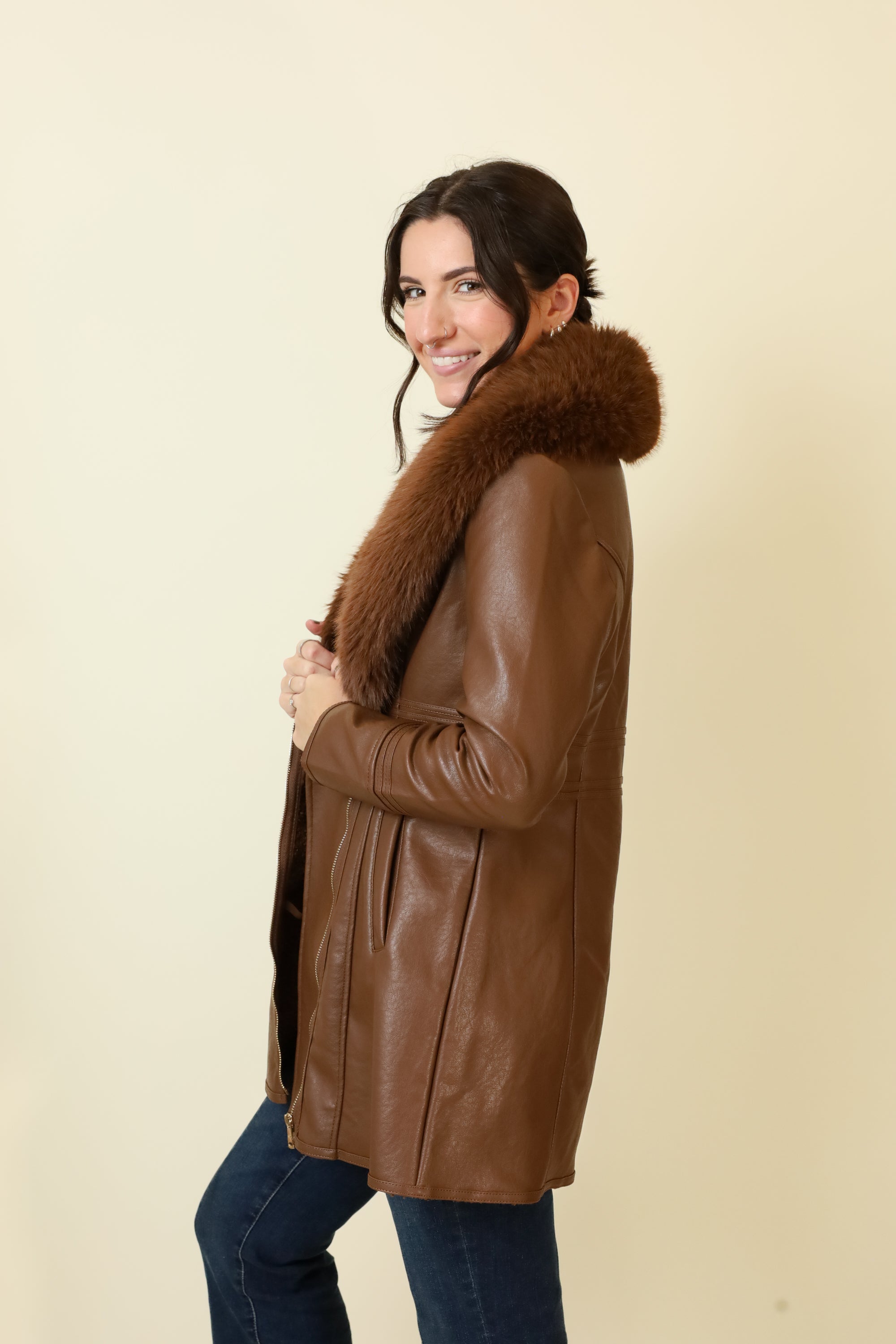 Women's Faux Leather & Fur Coat | Vixen Collection | Seattle,