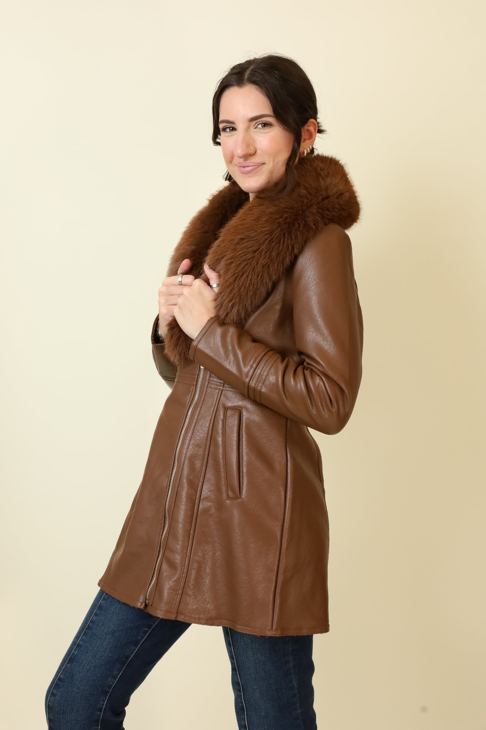 Feyra Faux Leather Coat-Outerwear-Vixen Collection, Day Spa and Women's Boutique Located in Seattle, Washington