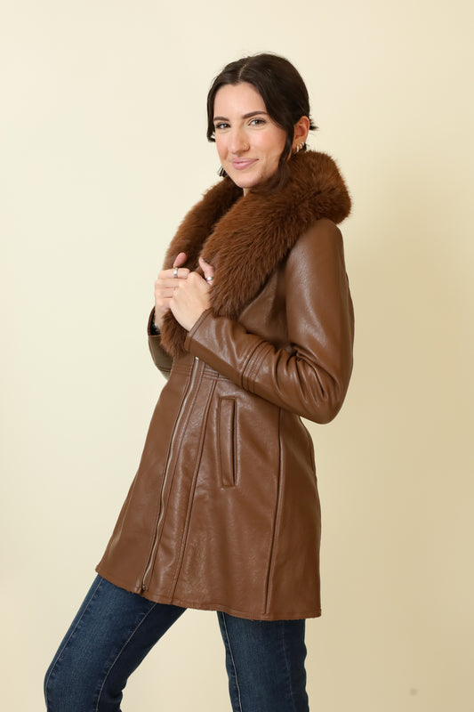 Feyra Faux Leather Coat-Outerwear-Vixen Collection, Day Spa and Women's Boutique Located in Seattle, Washington