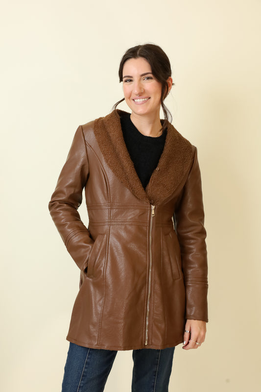 Feyra Faux Leather Coat-Outerwear-Vixen Collection, Day Spa and Women's Boutique Located in Seattle, Washington