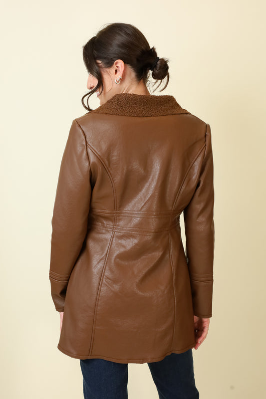 Feyra Faux Leather Coat-Outerwear-Vixen Collection, Day Spa and Women's Boutique Located in Seattle, Washington