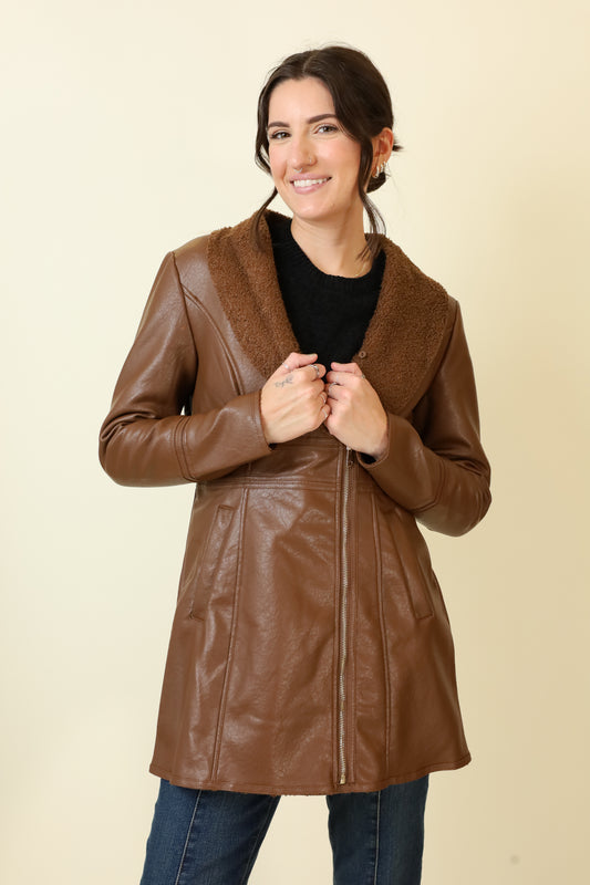 Feyra Faux Leather Coat-Outerwear-Vixen Collection, Day Spa and Women's Boutique Located in Seattle, Washington