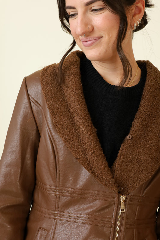 Feyra Faux Leather Coat-Outerwear-Vixen Collection, Day Spa and Women's Boutique Located in Seattle, Washington