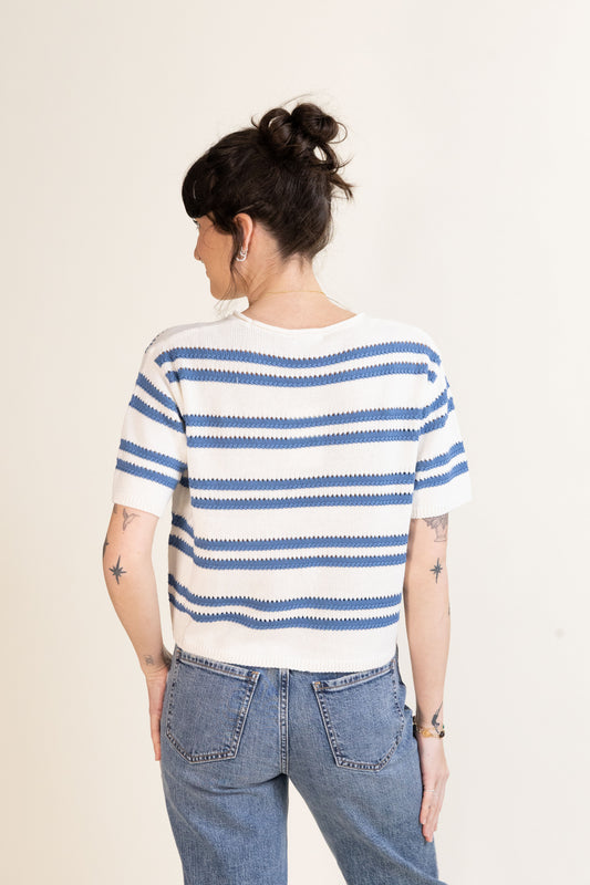 Prado Stripe Sweater Tee-Sweaters-Vixen Collection, Day Spa and Women's Boutique Located in Seattle, Washington