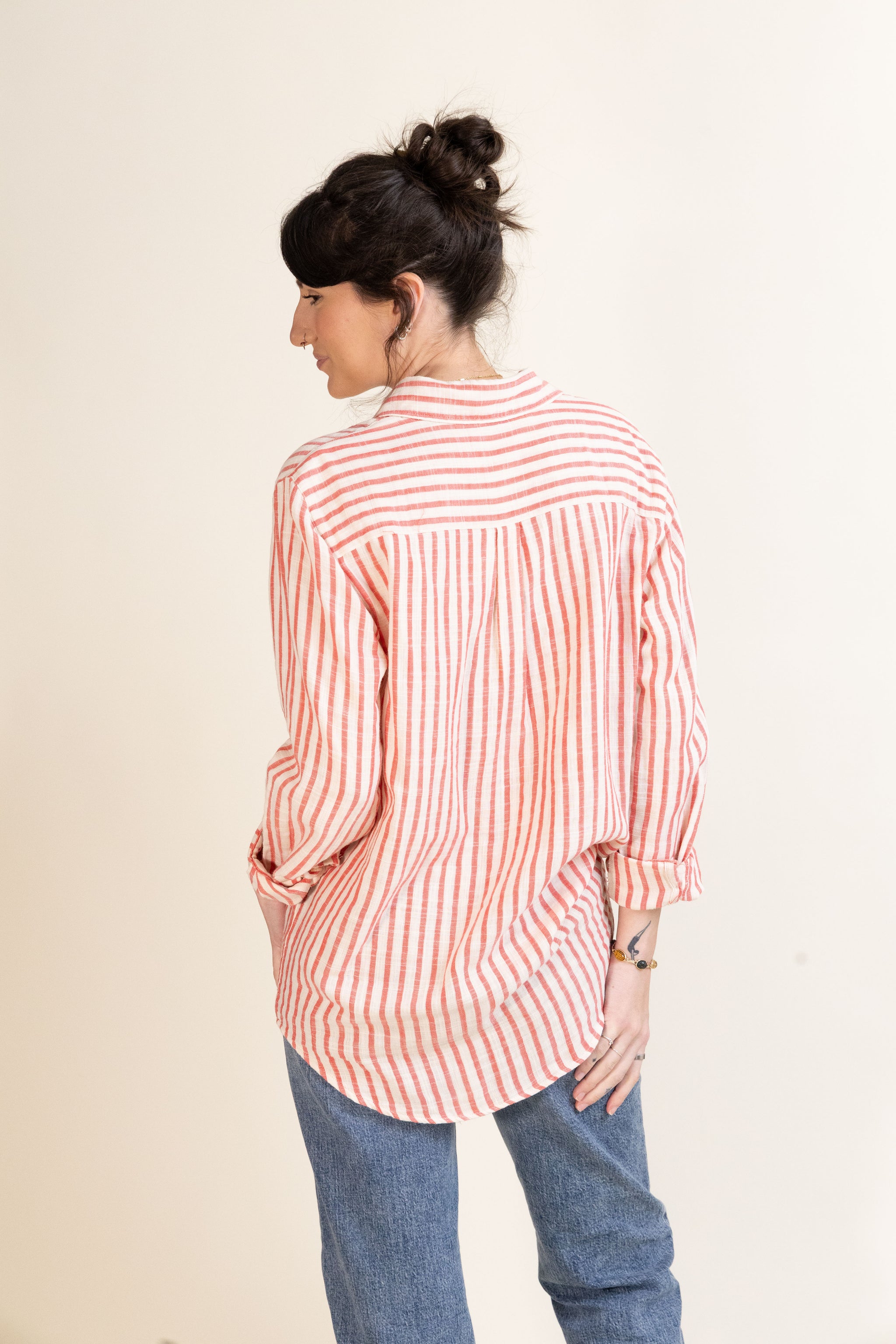 Saturdays Stripe Shirt-Long Sleeves-Vixen Collection, Day Spa and Women's Boutique Located in Seattle, Washington