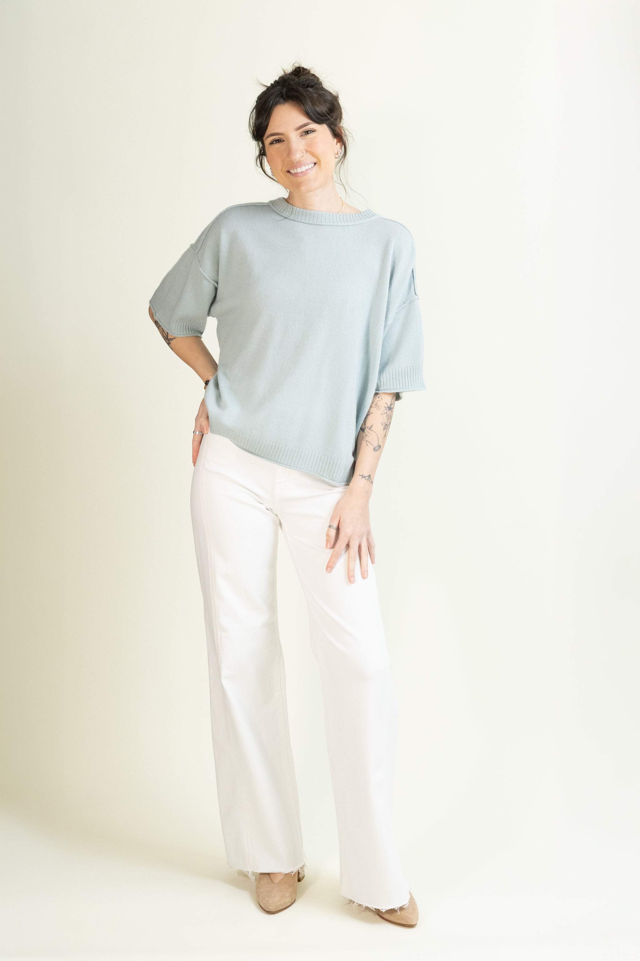 Verona Cashmere Tee-Short Sleeves-Vixen Collection, Day Spa and Women's Boutique Located in Seattle, Washington