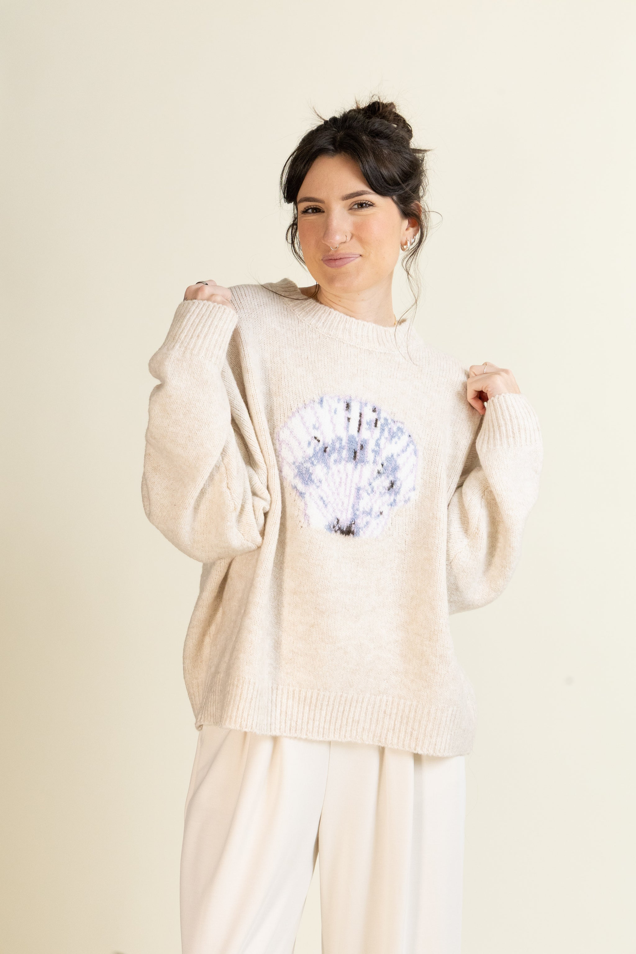 Seashells on the Shore Sweater-Sweaters-Vixen Collection, Day Spa and Women's Boutique Located in Seattle, Washington