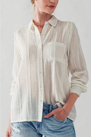 Canoga Striped Blouse-Long Sleeves-Vixen Collection, Day Spa and Women's Boutique Located in Seattle, Washington