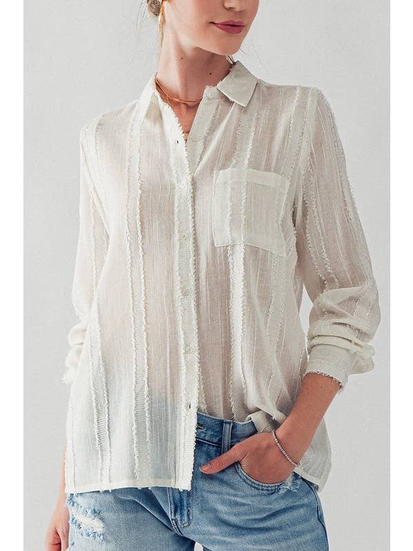 Canoga Striped Blouse-Long Sleeves-Vixen Collection, Day Spa and Women's Boutique Located in Seattle, Washington