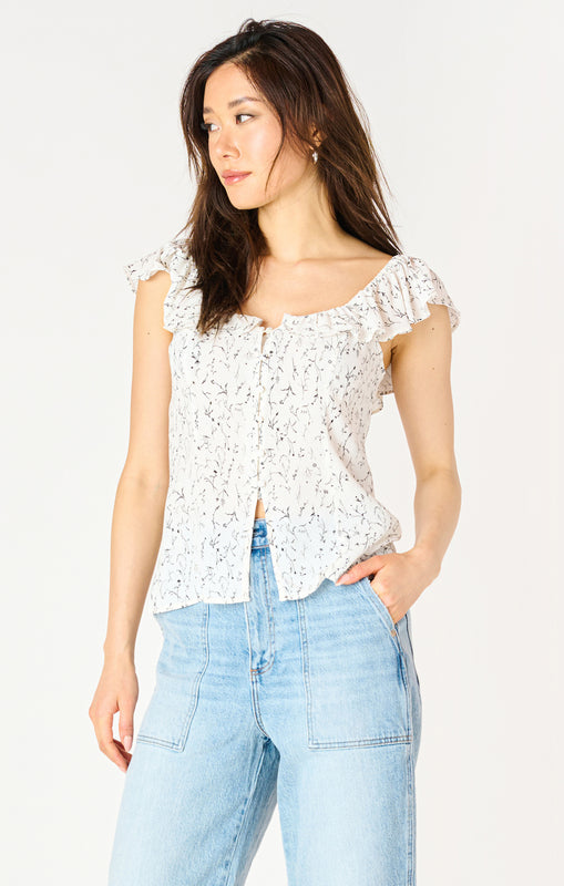 Blythe Ruffle Top-Short Sleeves-Vixen Collection, Day Spa and Women's Boutique Located in Seattle, Washington