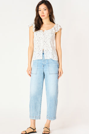 Blythe Ruffle Top-Short Sleeves-Vixen Collection, Day Spa and Women's Boutique Located in Seattle, Washington